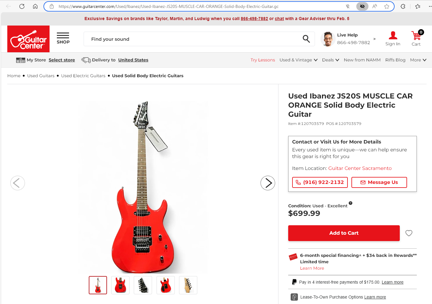 2025-01-29 16_53_57-Used Ibanez Used Ibanez JS20S MUSCLE CAR ORANGE Solid Body Electric Guitar...png