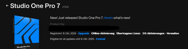 Studio One Professional 7, Updates bis 9.10.25