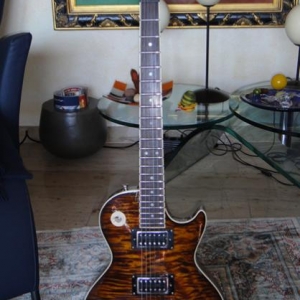 Warmoth Paula with Mahagoni Body, Flamed Maple, Brazilian Rosewood Fretboard and Neck, Custom PU's (Hot) from Albert Kurz