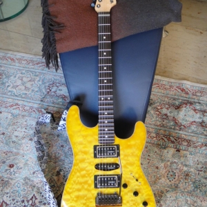 Warmoth Strat, Mahagony Korpus, chambered, swam ash Decke, Fretboard Palisander, Kinman PU's, Wilk trem, Sperzel tuner