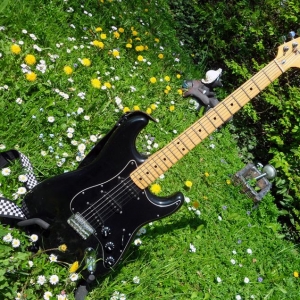 Meine schwarze 76er USA Fender Stratocaster ... Hübsche Lady :)