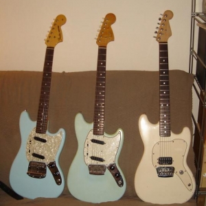 Fender Mustang '65 Reissue, Fender Duo Sonic II, Squier Vista Musicmaster