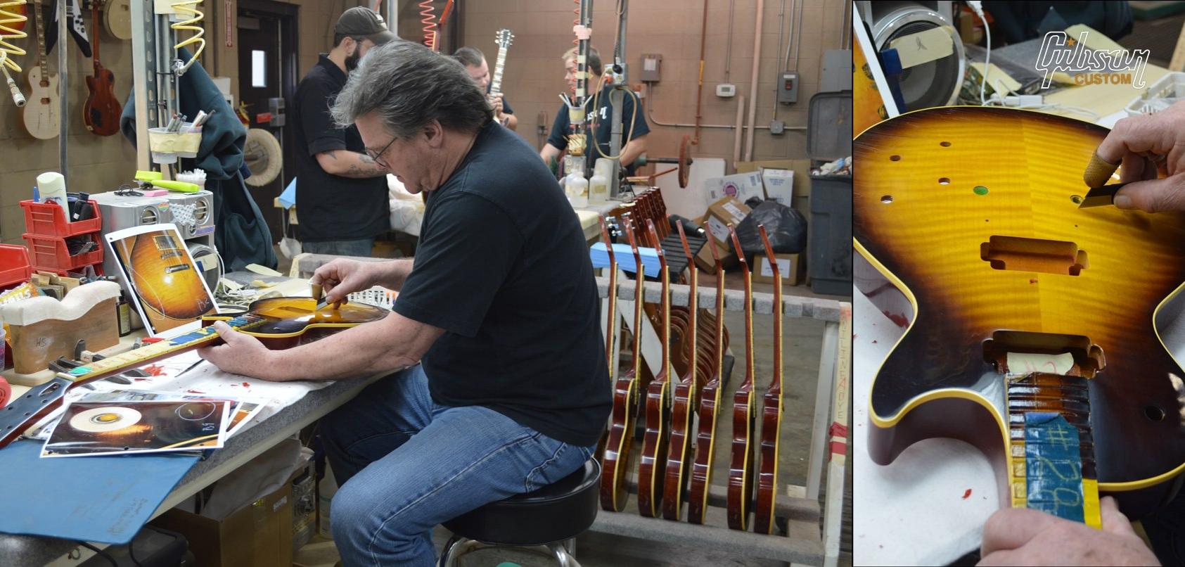 1/24: Tom Murphy aging Joe Perry 1959 Les Pauls at the Gibson Custom Shop in Nashville, TN