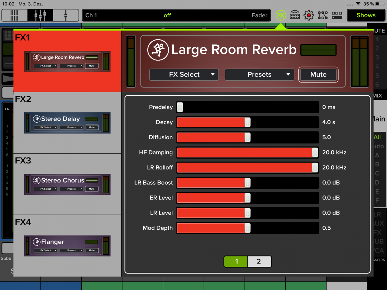 31 IPad FX Large Room Delay Parameter