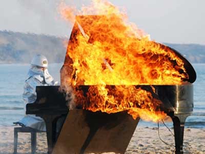 burning piano