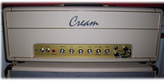 Der CREAM JTA 45 - ein Vollröhrenamp, point to point handwired von TWINSOUND.  Seit 2009 in meinem Gerätepark. Er sieht nicht nur so aus, wie der legendäre Marshall JTM 45, er klingt auch so - unbeschreiblich. Er hat definitiv den besten Cleansound, den ich je gehört habe. Er hat jetzt mit dem custom made Headshell von TUBE-TOWN ein neues  'Zuhause' bekommen, in leckerem Smooth-Blonde-Tolex.