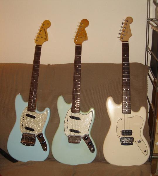 Fender Mustang '65 Reissue, Fender Duo Sonic II, Squier Vista Musicmaster