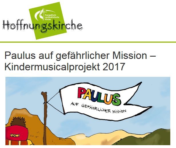 Kindermusicalprojekt Paulus auf gefährlicher Mission