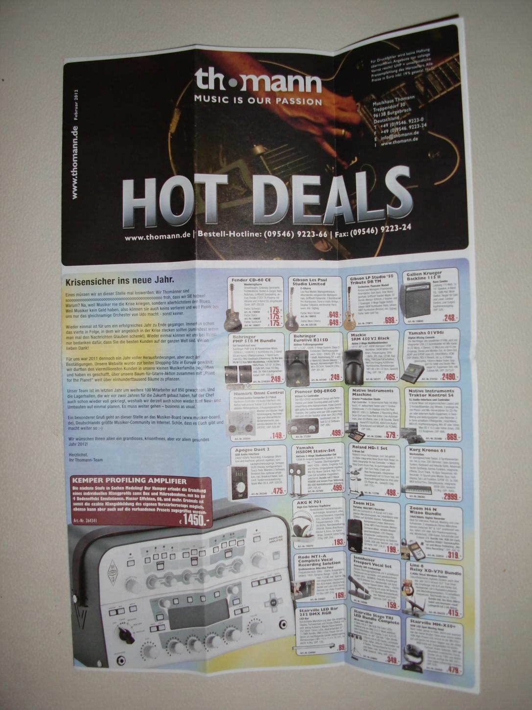 Thomann's Hot Deals mit Gruß